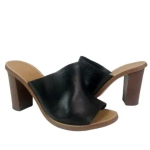 J Crew Leather Marlow Slip On Mules Shoes Block Heel sandals open toe
