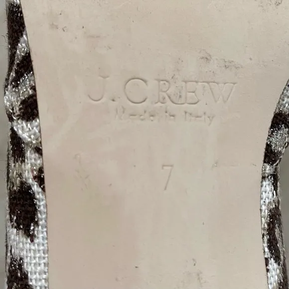 J. Crew Made in Italy Leopard Print Glitter Pointed Toe D'Orsay Heels size 7