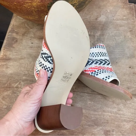 J Crew Marlow Mules Heels Slides Southwestern weave size 10