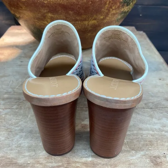 J Crew Marlow Mules Heels Slides Southwestern weave size 10