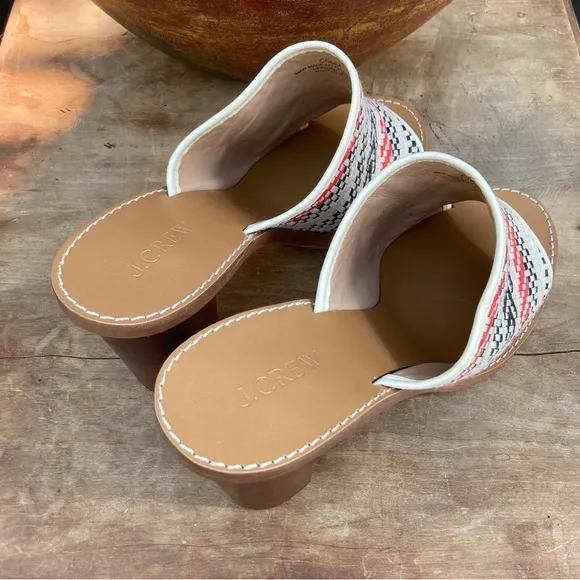 J Crew Marlow Mules Heels Slides Southwestern weave size 10