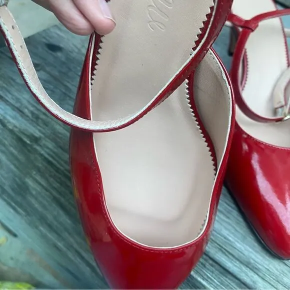 J Crew Pointed-toe heels in Italian patent leather 8.5 in red