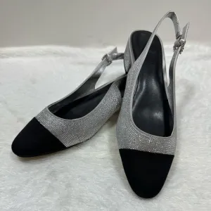 J. Crew Silver and Black Slingback Heels🤍