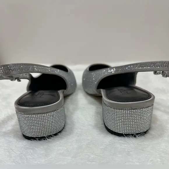 J. Crew Silver and Black Slingback Heels🤍