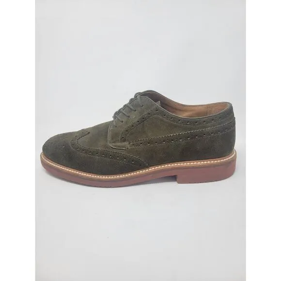 J Crew Wing Tip Suede Olive Oxfords - Men's Sz 9.5 Dress Shoes