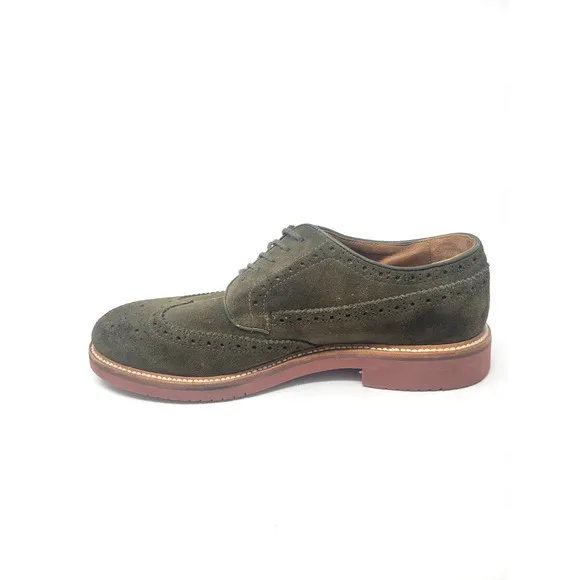 J Crew Wing Tip Suede Olive Oxfords - Men's Sz 9.5 Dress Shoes