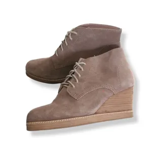 J. Jill Platform Chukka Wedge Boots 9.5 Ankle Booties Tan Suede Lace Up Oxfords