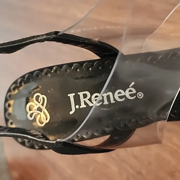 J. Renee FIIONA BLACK FAILLE/VINYL ANKLE STRAP HIGH HEELS W/ ICYCLE HEELS size11