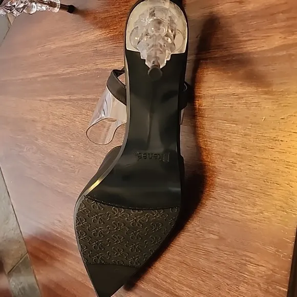 J. Renee FIIONA BLACK FAILLE/VINYL ANKLE STRAP HIGH HEELS W/ ICYCLE HEELS size11