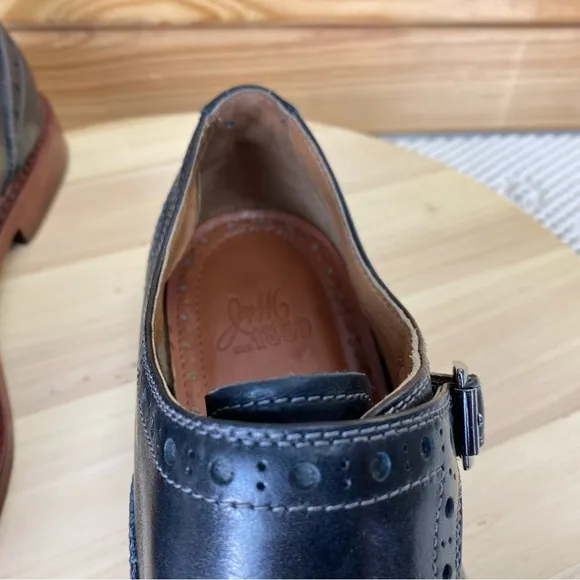 J&amp;M 1850 Monk Strap Men's 12 M Black Dress Oxfords Shoes Johnston And Murphy