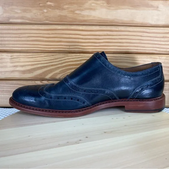 J&amp;M 1850 Monk Strap Men's 12 M Black Dress Oxfords Shoes Johnston And Murphy