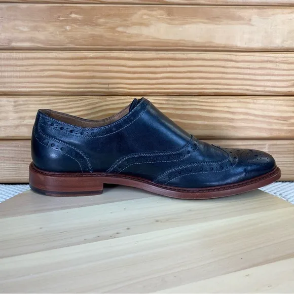 J&amp;M 1850 Monk Strap Men's 12 M Black Dress Oxfords Shoes Johnston And Murphy
