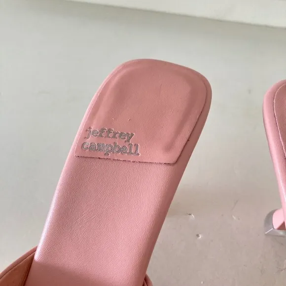 Jeffery Campbell Anthropologie Square Toe Pink Leather Mules Sz 7.5