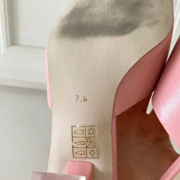 Jeffery Campbell Anthropologie Square Toe Pink Leather Mules Sz 7.5