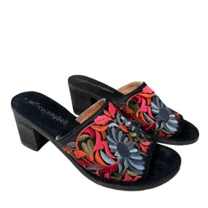 Jeffery Campbell | Floral Embroidered Open Toe Mules Size 7