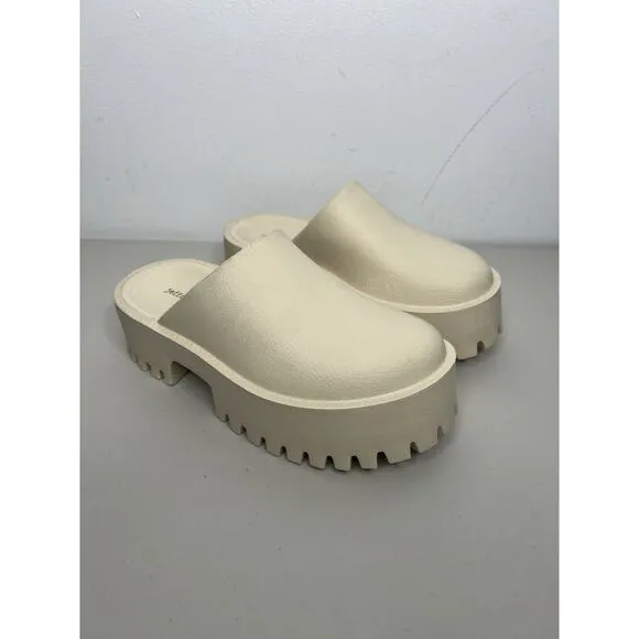 Jeffrey Campbell Clogge Shoes Cream Platform Chunky Lug Mule Clog Women’s Size 6