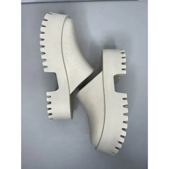 Jeffrey Campbell Clogge Shoes Cream Platform Chunky Lug Mule Clog Women’s Size 6
