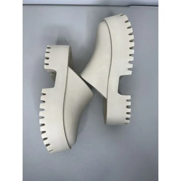 Jeffrey Campbell Clogge Shoes Cream Platform Chunky Lug Mule Clog Women’s Size 6