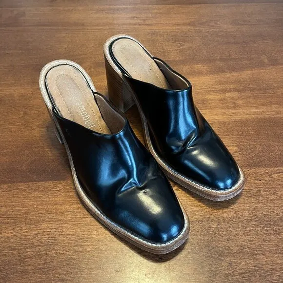 Jeffrey Campbell clogs mules heeled black stacked heel women 7