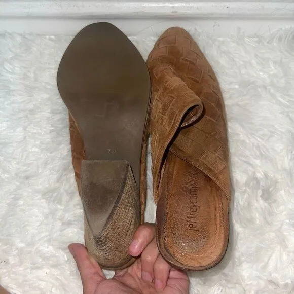Jeffrey Campbell Cognac Brown Favela Weave Mules