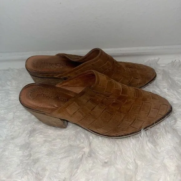 Jeffrey Campbell Cognac Brown Favela Weave Mules