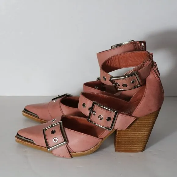 Jeffrey Campbell Free People Hendrix Heels Rose 8 Strappy Pointed Toe Western