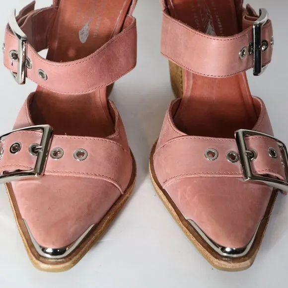 Jeffrey Campbell Free People Hendrix Heels Rose 8 Strappy Pointed Toe Western