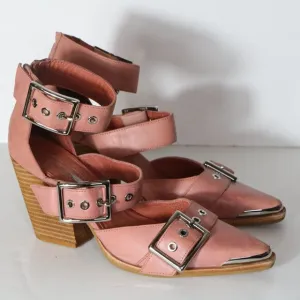 Jeffrey Campbell Free People Hendrix Heels Rose 8 Strappy Pointed Toe Western