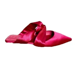 Jeffrey Campbell hot pink satin pointy toe twist ribbon mules size 7 NEW
