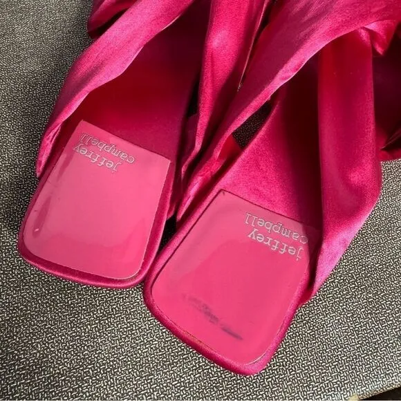 Jeffrey Campbell hot pink satin pointy toe twist ribbon mules size 7 NEW