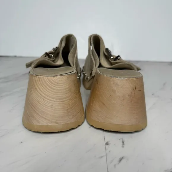 Jeffrey Campbell Ichlieb Tan Suede Heeled Clog 7 1/2
