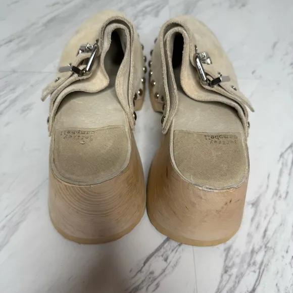 Jeffrey Campbell Ichlieb Tan Suede Heeled Clog 7 1/2