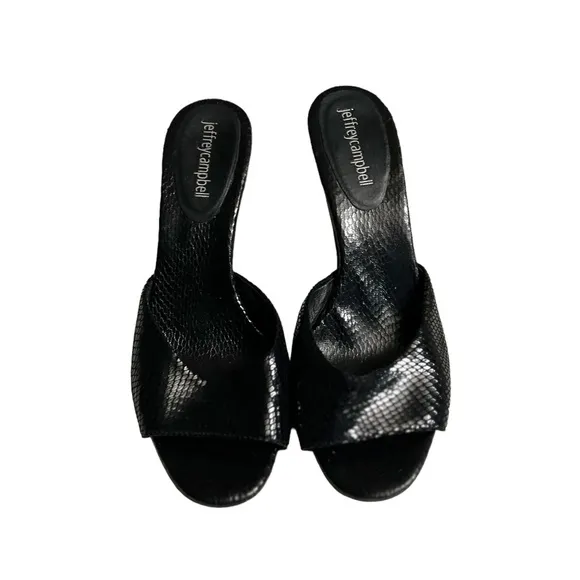 JEFFREY CAMPBELL Python Snake Pattern Leather Heels Mules