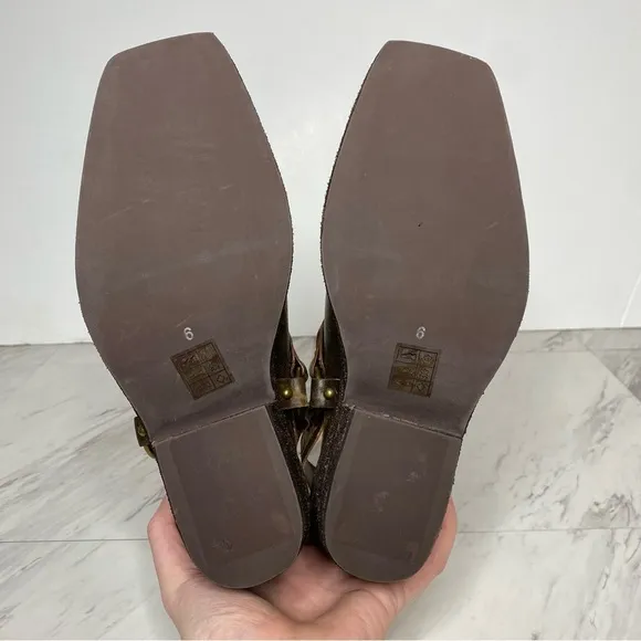 Jeffrey Campbell Rockaways Harness Slingback Brown Leather Mule 6