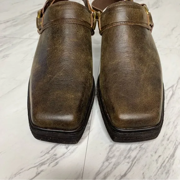 Jeffrey Campbell Rockaways Harness Slingback Brown Leather Mule 6