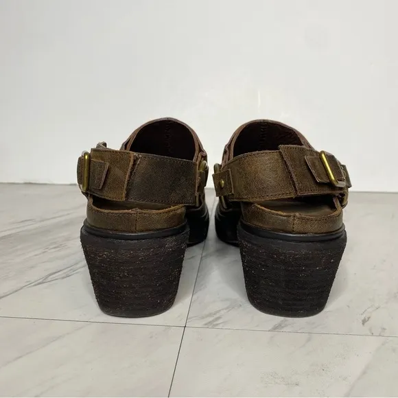 Jeffrey Campbell Rockaways Harness Slingback Brown Leather Mule 6