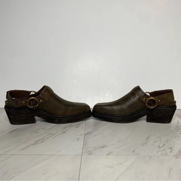 Jeffrey Campbell Rockaways Harness Slingback Brown Leather Mule 6