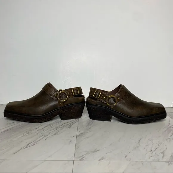 Jeffrey Campbell Rockaways Harness Slingback Brown Leather Mule 6