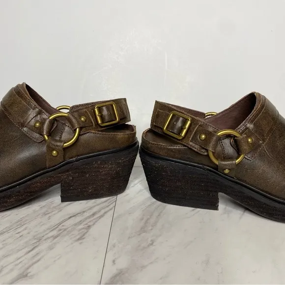 Jeffrey Campbell Rockaways Harness Slingback Brown Leather Mule 6