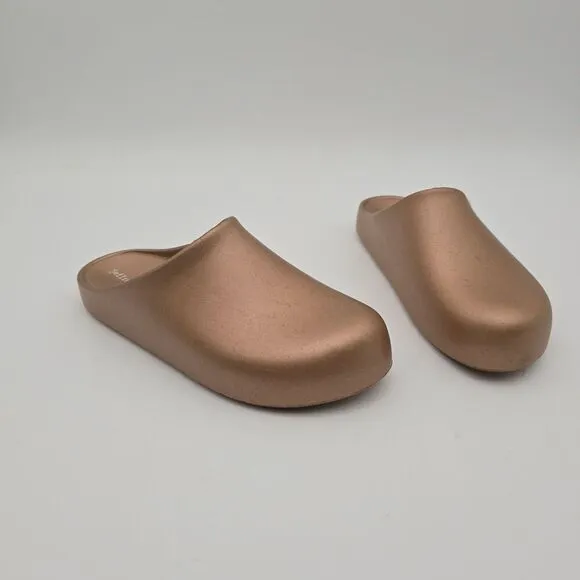 Jeffrey Campbell Shoes Womens 8 Gold Bronze Slip On Mules Clogs Unclogged Garden