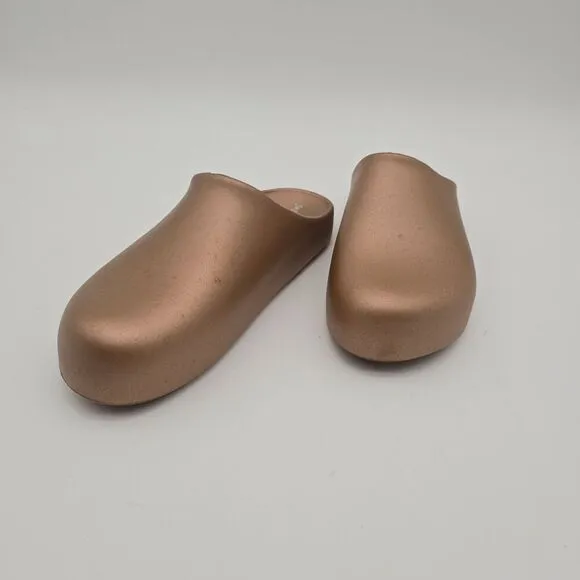Jeffrey Campbell Shoes Womens 8 Gold Bronze Slip On Mules Clogs Unclogged Garden