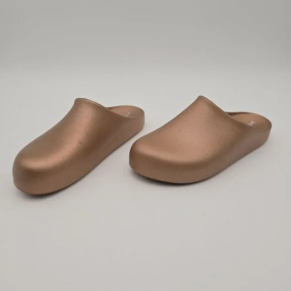 Jeffrey Campbell Shoes Womens 8 Gold Bronze Slip On Mules Clogs Unclogged Garden