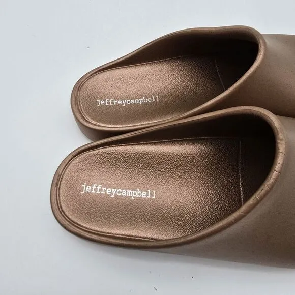 Jeffrey Campbell Shoes Womens 8 Gold Bronze Slip On Mules Clogs Unclogged Garden