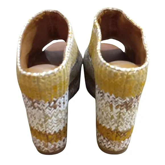 Jeffrey Campbell Virgo Wedge Platform Mules Woven Raffia Peeptoe