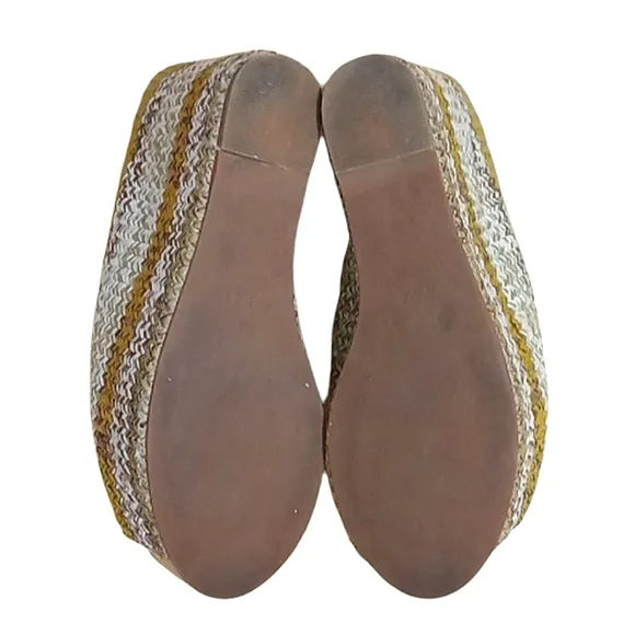 Jeffrey Campbell Virgo Wedge Platform Mules Woven Raffia Peeptoe