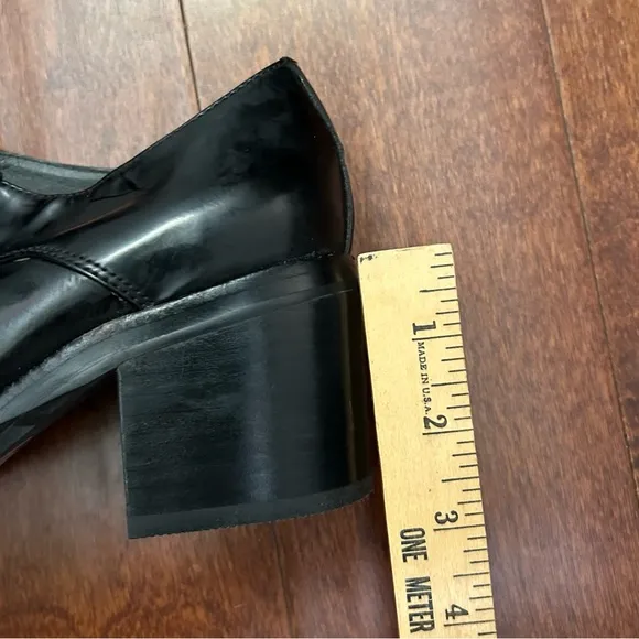 Jeffrey Campbell Wilhelm Box Silver Black Heeled Loafers, Pointed Toes, Size 8