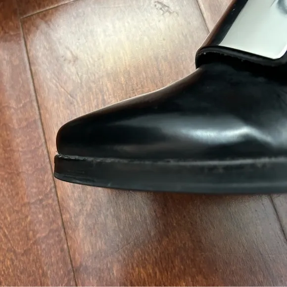 Jeffrey Campbell Wilhelm Box Silver Black Heeled Loafers, Pointed Toes, Size 8