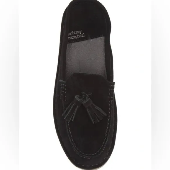 Jeffrey Campbell Wrkathome Tassel Slip-On Mules In Black Suede size 6