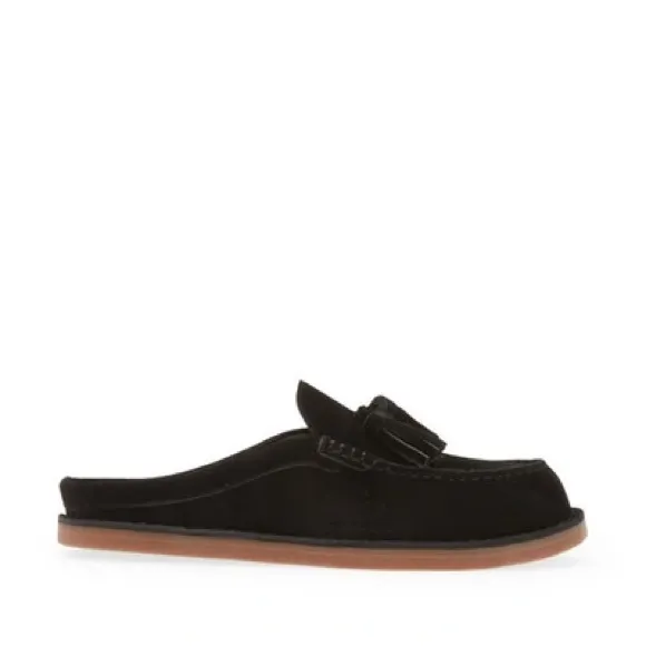 Jeffrey Campbell Wrkathome Tassel Slip-On Mules In Black Suede size 6