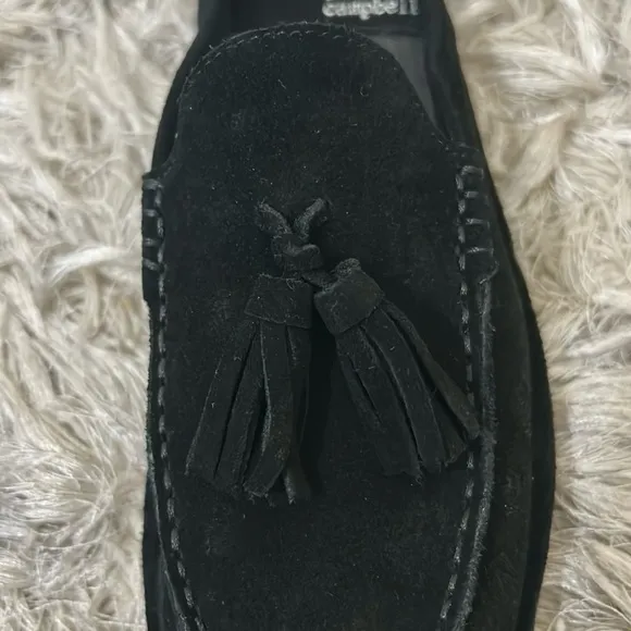 Jeffrey Campbell Wrkathome Tassel Slip-On Mules In Black Suede size 6